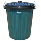 Garbage Bin 73L Green with black lid