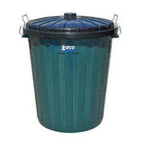 Garbage Bin 73L Green with black lid