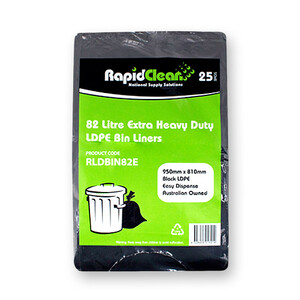 Bin Liners 82L XHD LDPE Black (Pack 25)