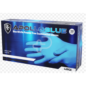 Apollo Nitrile Blue PF MEDIUM Box 100